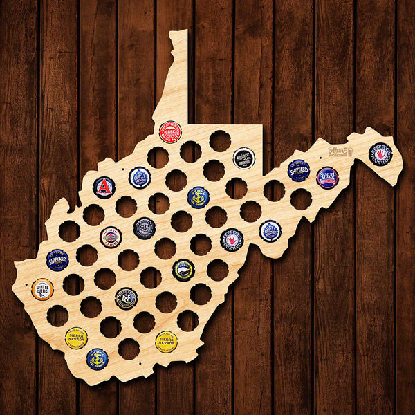 West Virginia Beer Cap Map - Large