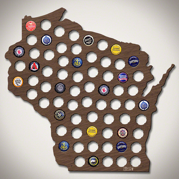 Wisconsin Beer Cap Map - Large