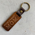 Creative Gift Parents Friend Keychain American Flag Vintage Wood Leather Pendant Keychain