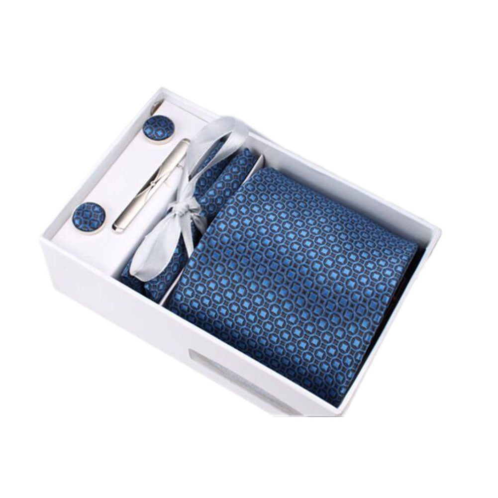 Decent Men Ties Business Men Necktie Cufflink Handkerchief Tie Clip Tie Set Gift Box-A13