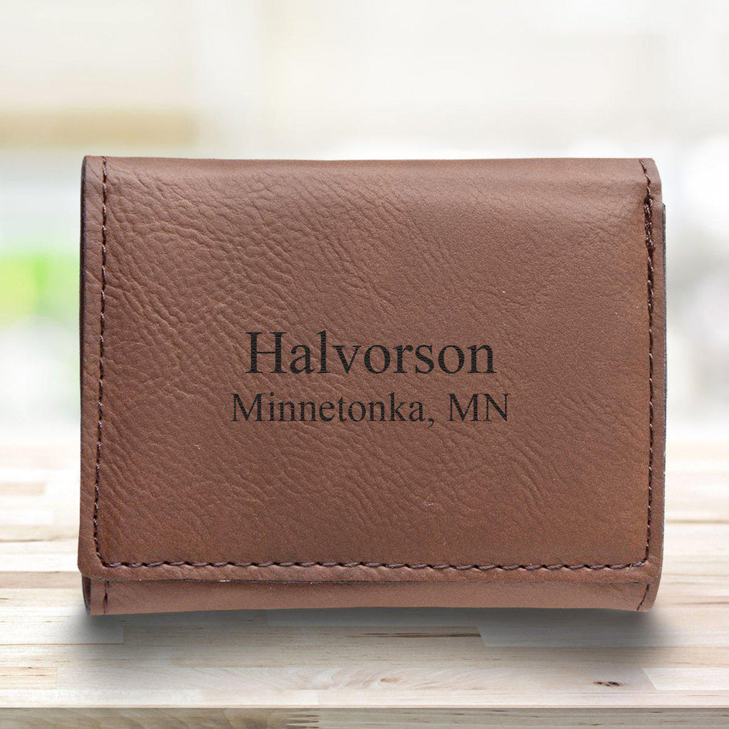Men’s Vegan Leather Trifold Personalized Wallet - Rustic